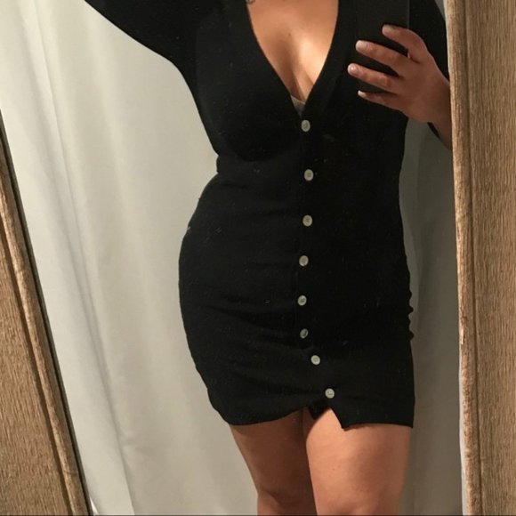 Tracy Reese Button Front Little Black Dress - Picture 4 of 4